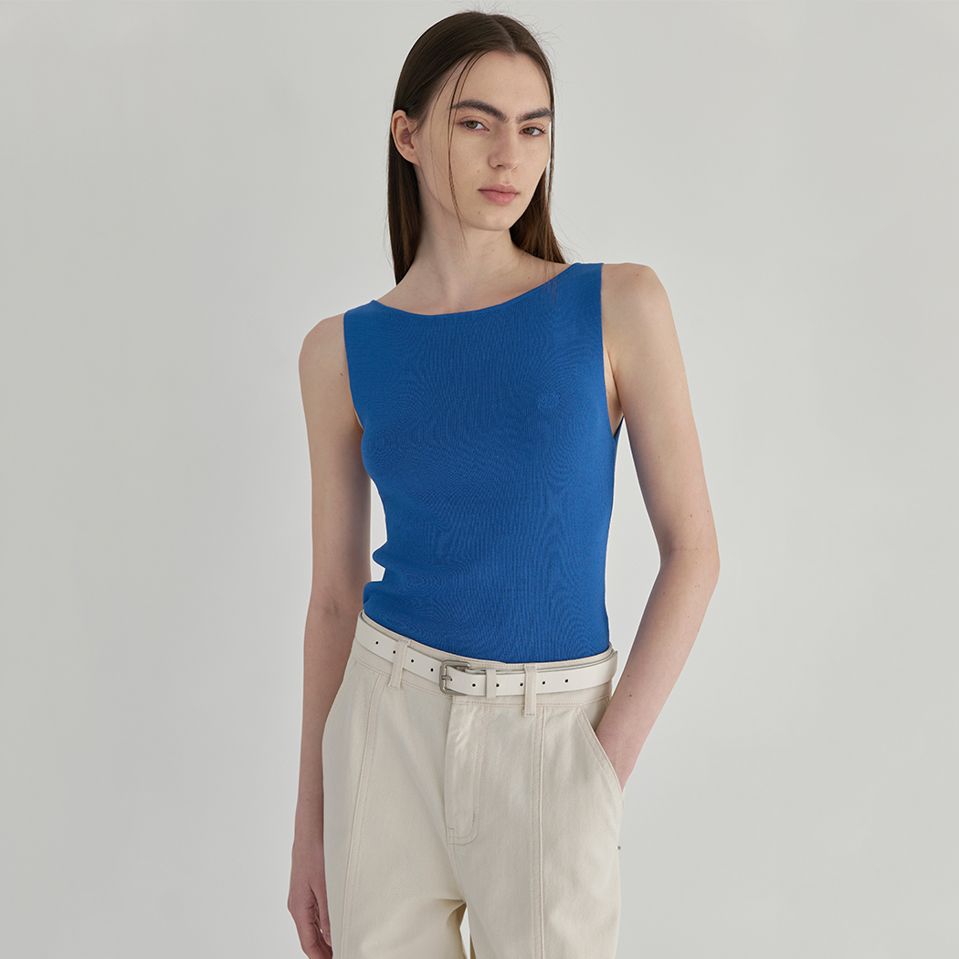 (T-6667)N Signature T033-Boat Neck Slim Sleeveless Knit