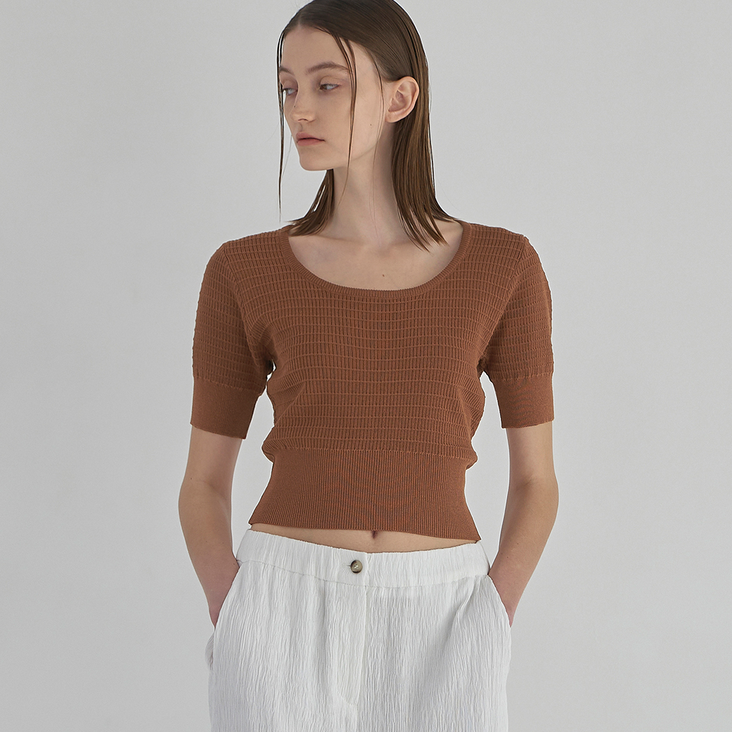 (T-6708) Scoop Neck Solid Knit