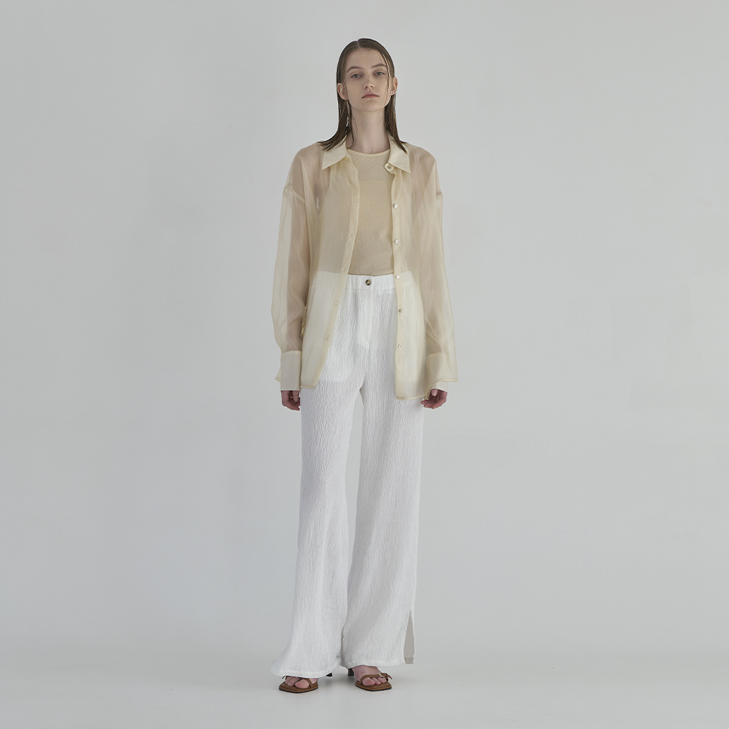 (PT-5412)Wrinkle Wide Banding Slacks Pants