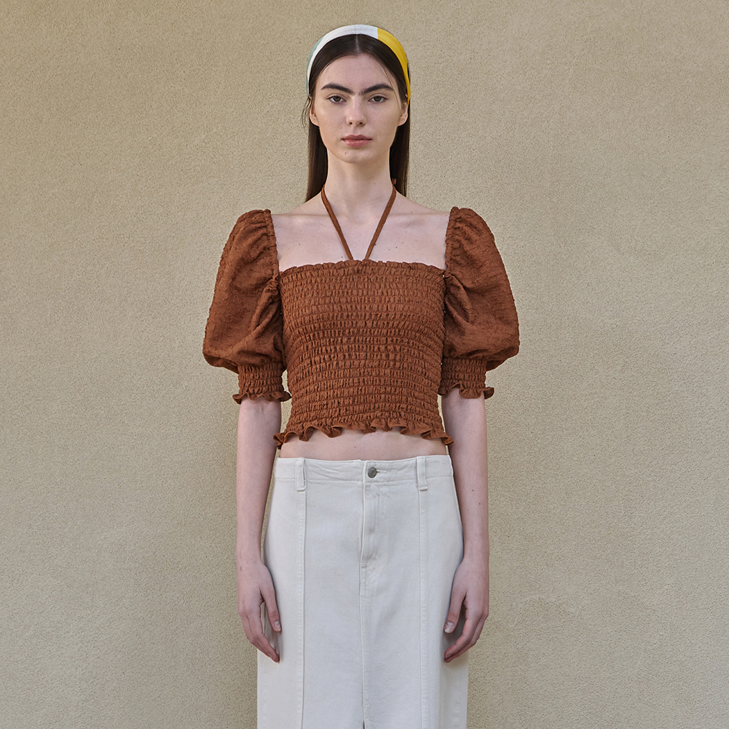 (BL-4147)Smoking Tank Top Blouse Brick