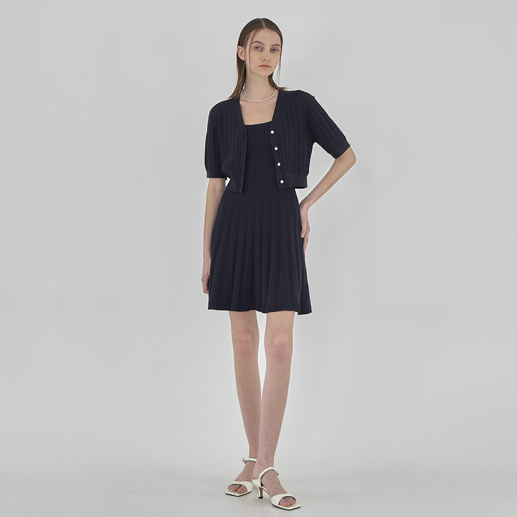 (OP-6105) Ailee Summer Cable Knit Cardigan One Piece Set S