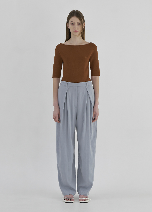 (T-6678) Modern Minimal Slim Boat Neck Knit Korea