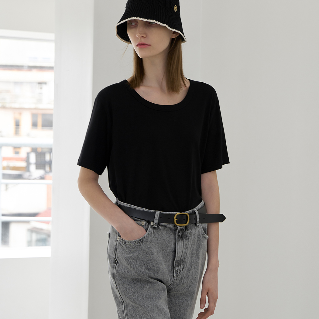 (T-6738) Daily U-neck loose tee