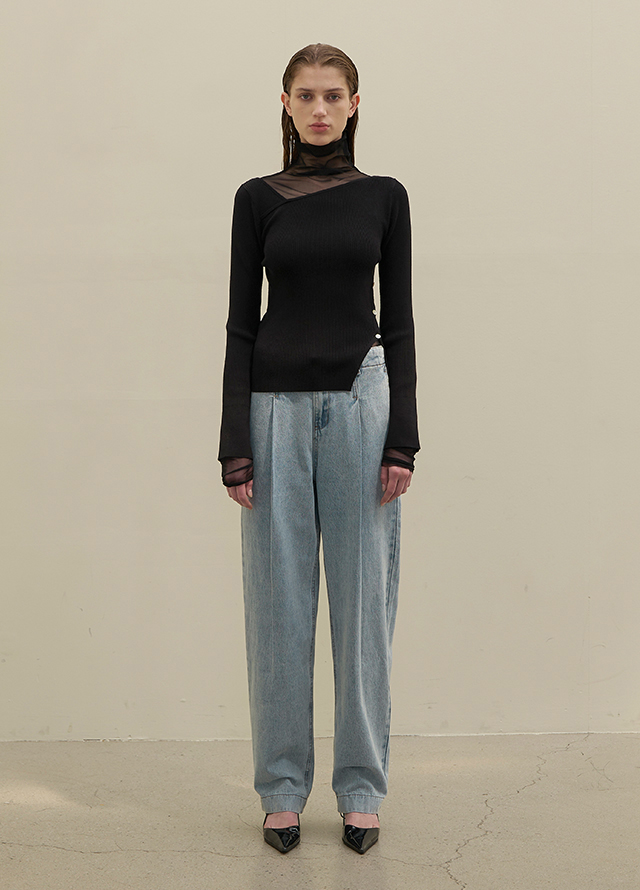 (ZT-6734)UNBALANCED CUTOUT SLIM LONG KNIT Korea