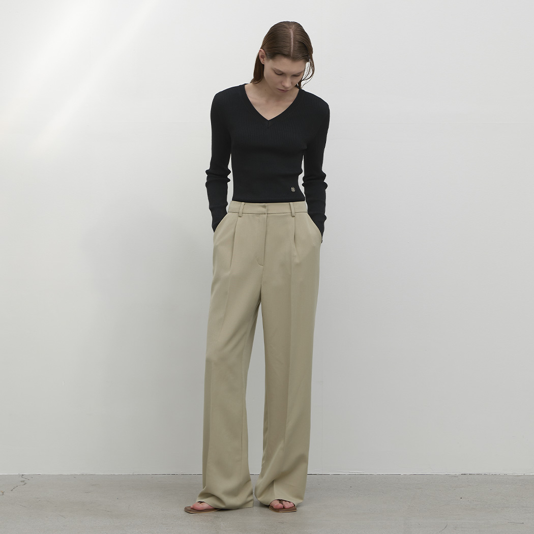 (Z-PT-5458)ESSENTIAL TUCK WIDE LONG PANTS