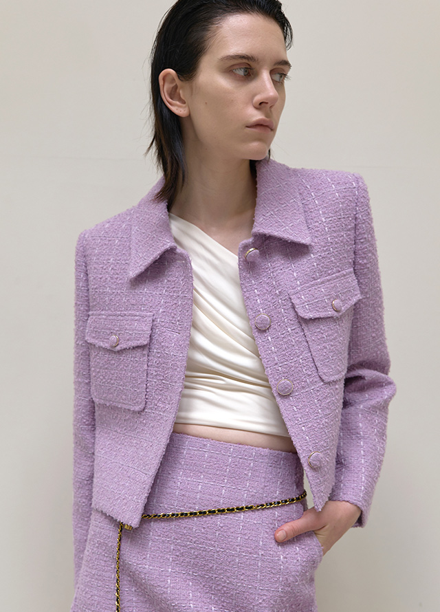 (SK-4835) Evelyn Set-up A-line Tweed Skirt Korea