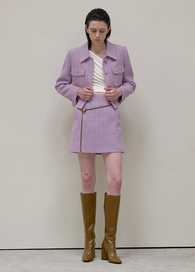 (JK-2859)Evelyn Set-up Pocket Tweed Jacket Korea