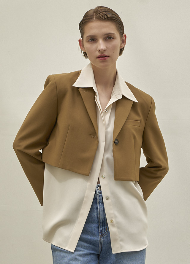 (JK-2842)Roe Set-up Crop Tailored Jacket Korea