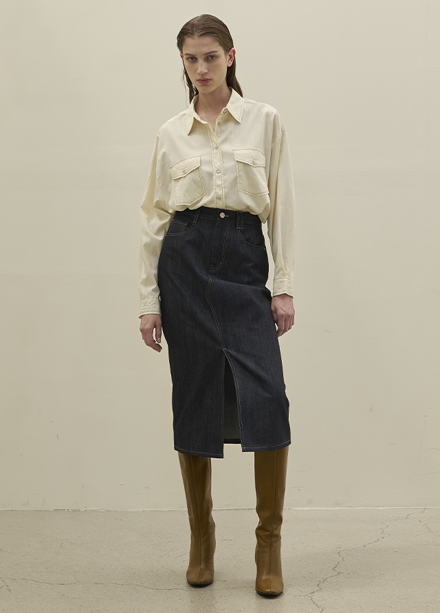 (BL-4183) Classic Stitch Pocket Shirt Korea