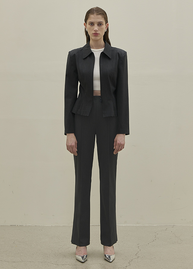 (JK-2909) Hazel Set-up Slim Line Zip-up Jacket Korea