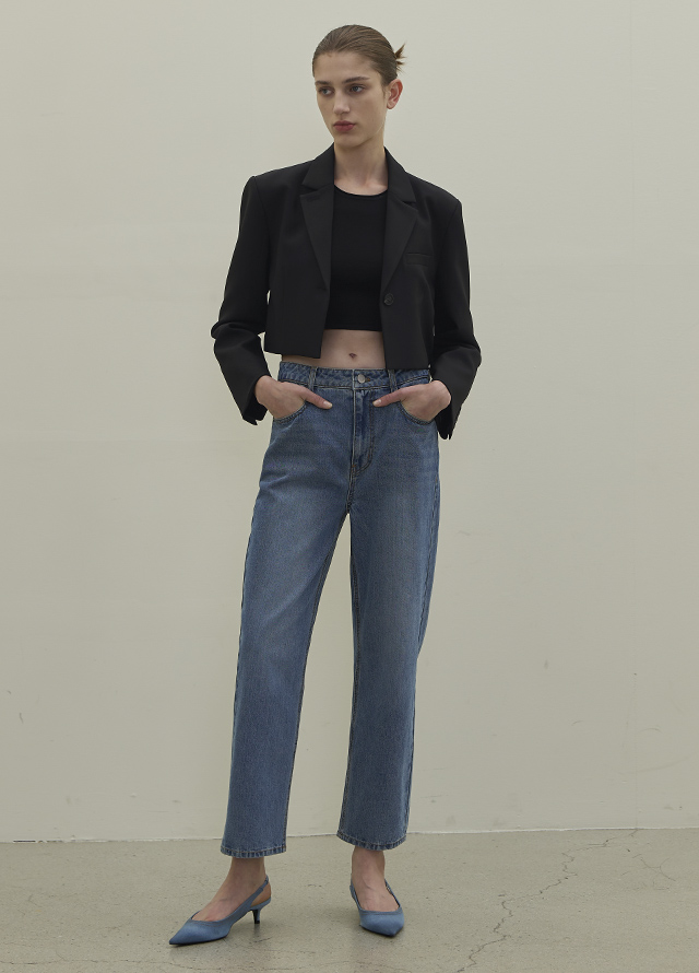 (JK-2842)Roe Set-up Crop Tailored Jacket Korea