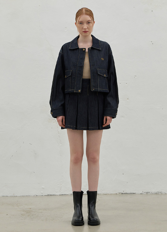 (JK-2870)Utility Set-up Selvage Denim Short Jacket Korea