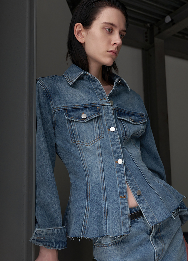 (PT-5456)Aaron Set-up Wide Denim Pants Korea