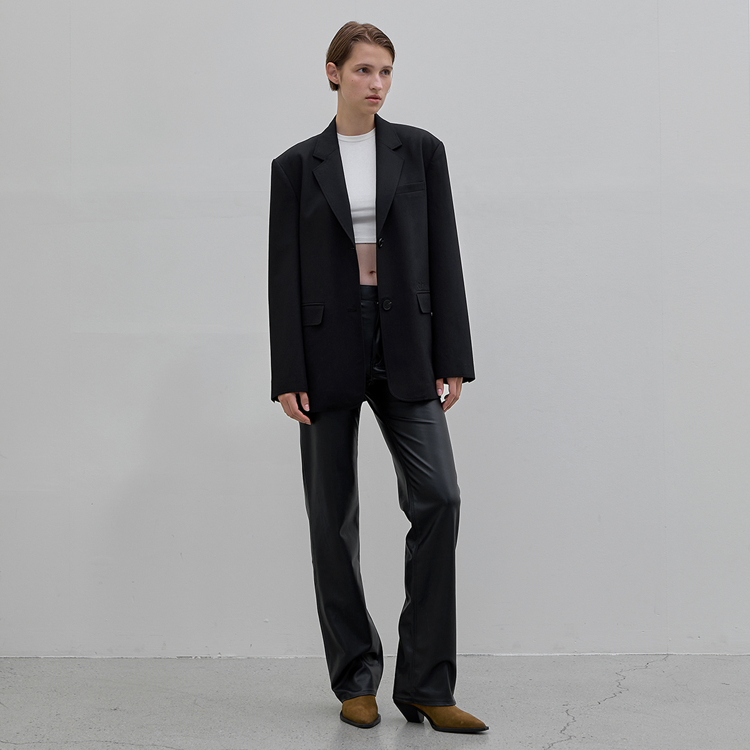 (JK-2864) Jerome Overfit Tailored Chain Belt Jacket S Black Korea