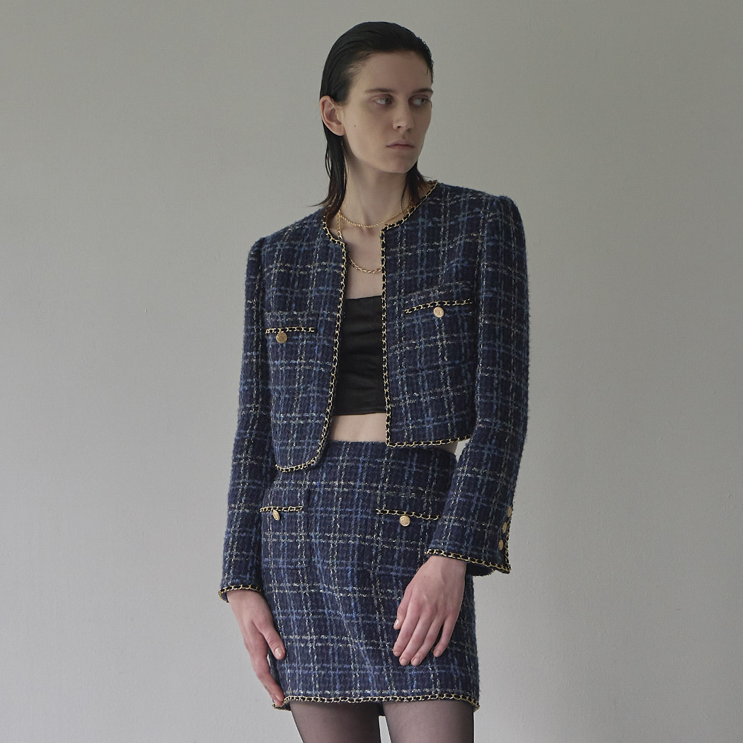 (JK-2866) Lenny Set-up Chain Tweed Jacket
