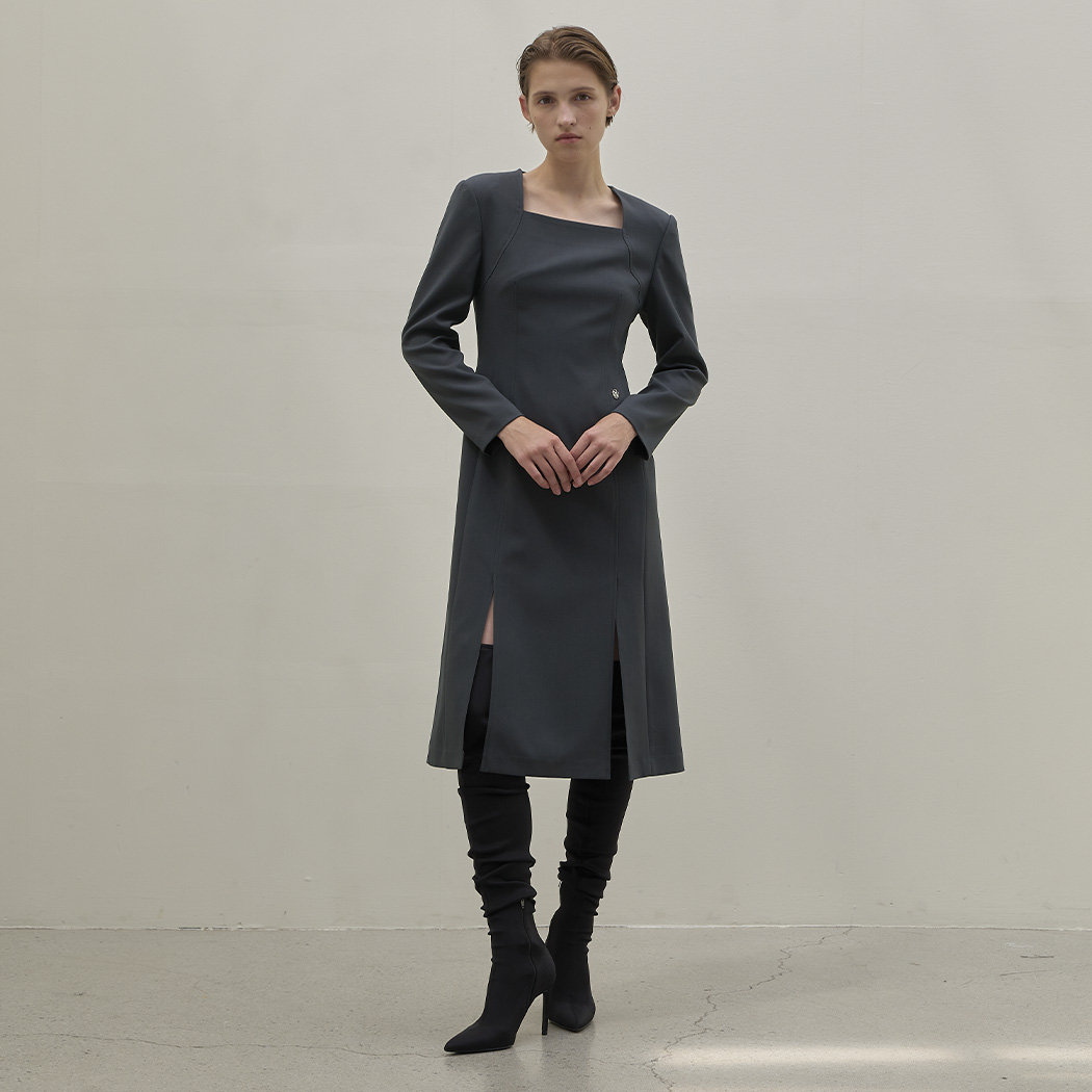 (OP-6093) Slim Power Dressing One Piece Deep Gray