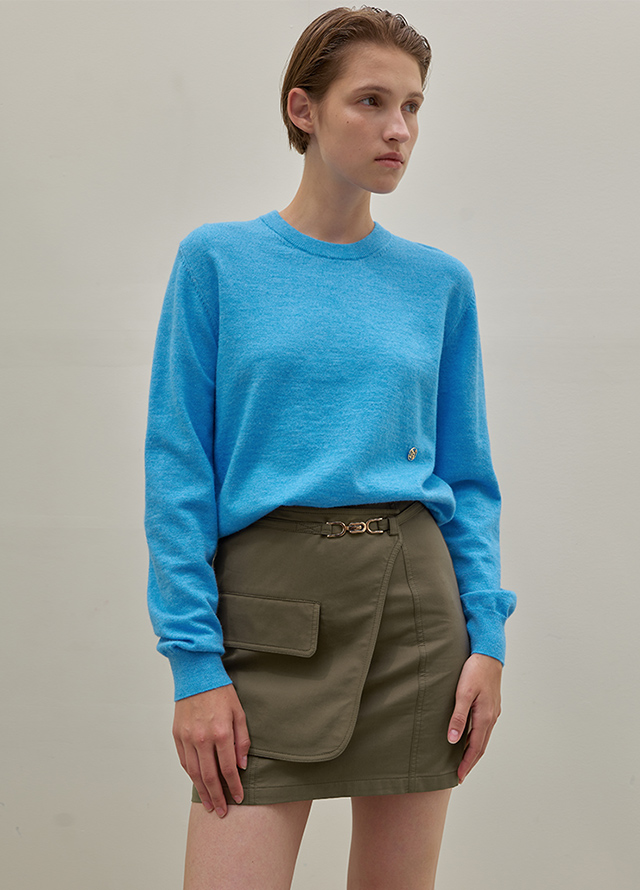 (T-6719) Soft Standard Fit Round Knit Korea