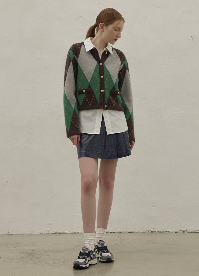 (CD-2065) Haze Argyle Knit Cardigan Korea