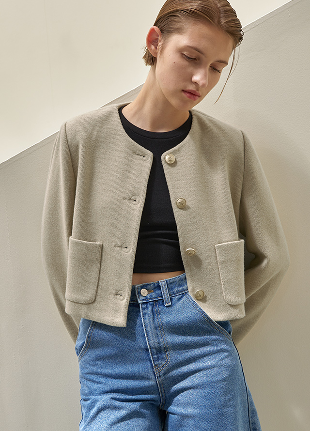 (JK-2911) Aaron Set-up Peplum Denim Jacket Korea