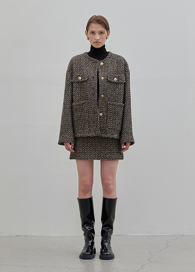 (JK-2858)Wool Margaret Set-up Tweed Jacket Korea
