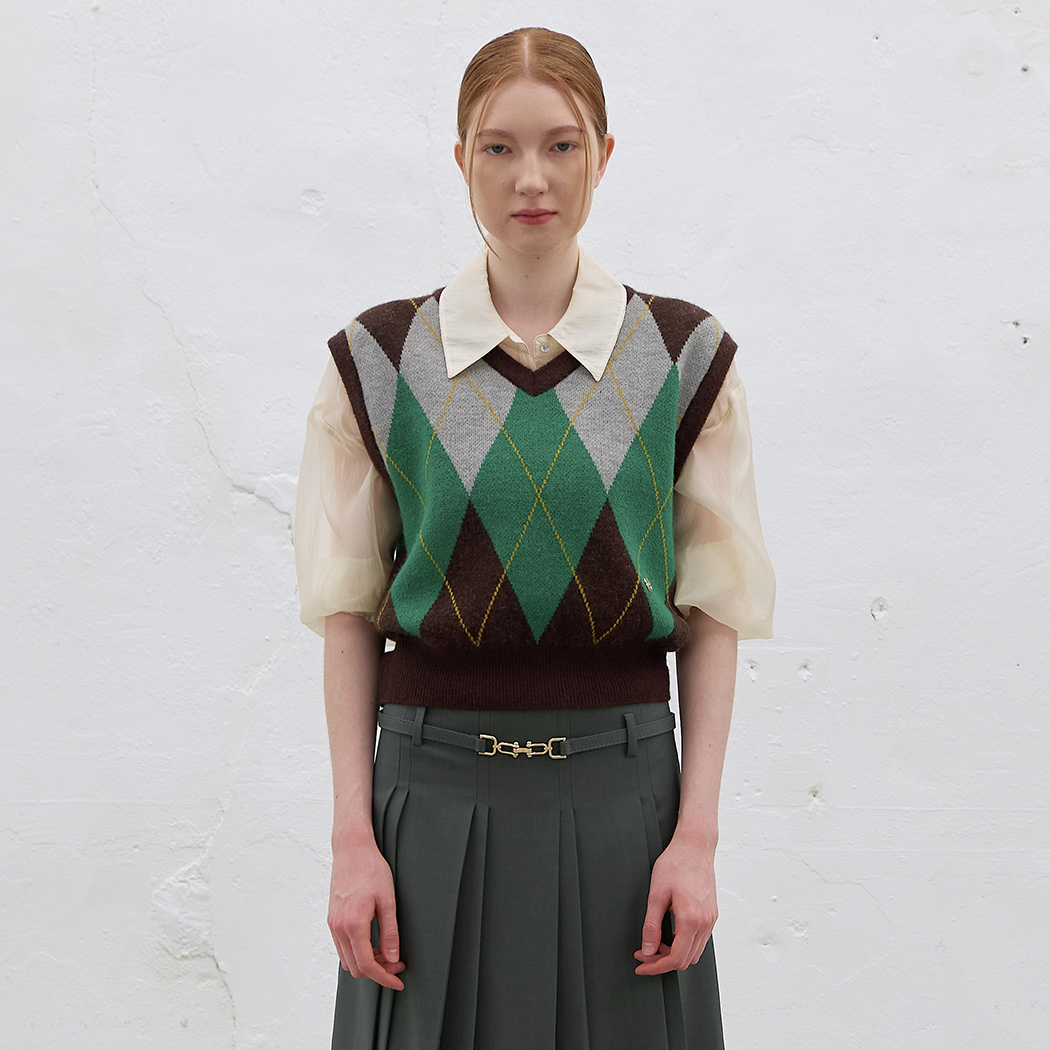 (VT-0246) Haze Argyle Knit Vest