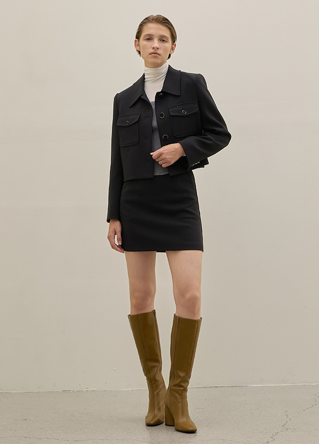 (JK-2860) Kiana Set-up Pocket Solid Jacket Korea