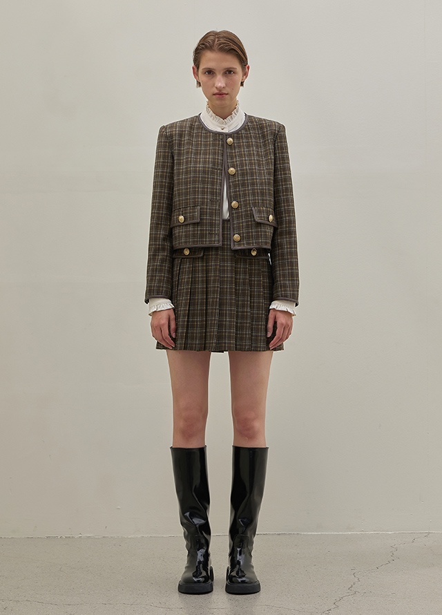 (JK-2841) Leel Check Set-up Jacket Korea