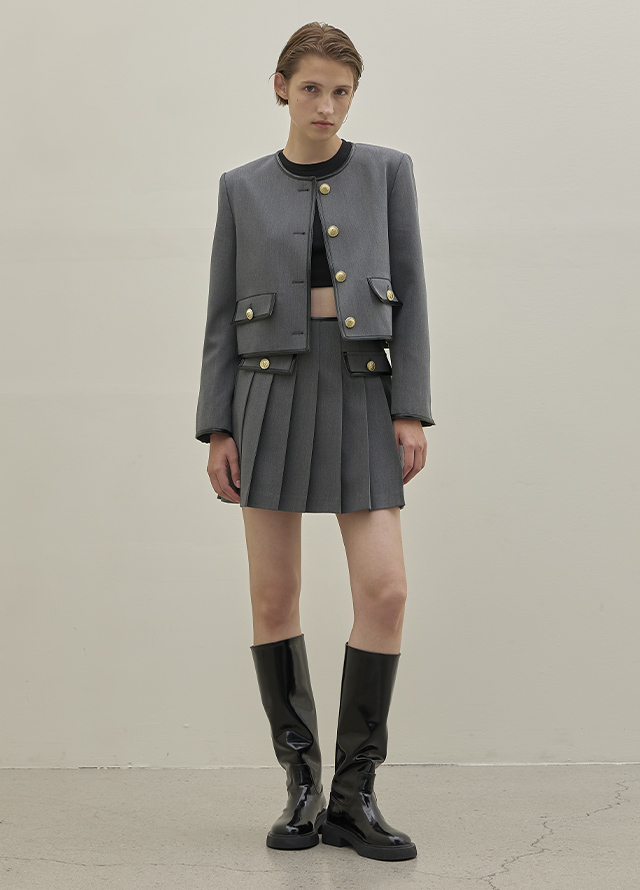 (JK-2850) Matil Leather Line Set-up Jacket Korea