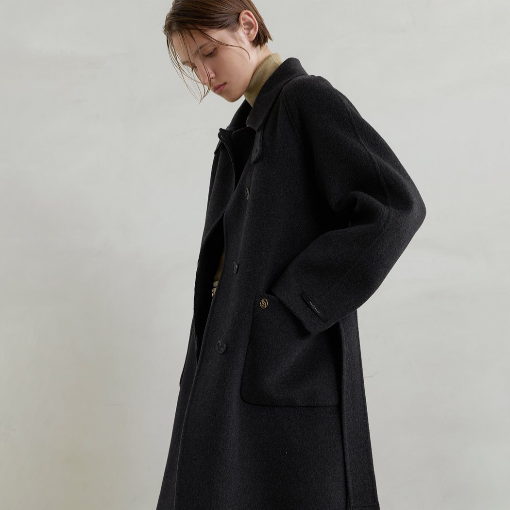 (CT-1423) Alan Wool Handmade Knit Warmer Long Coat S