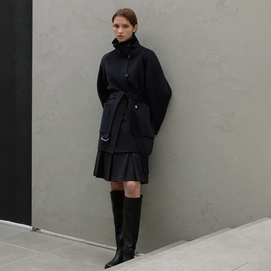 (CT-1422) Alan Wool Handmade Knit Warmer Half Coat S