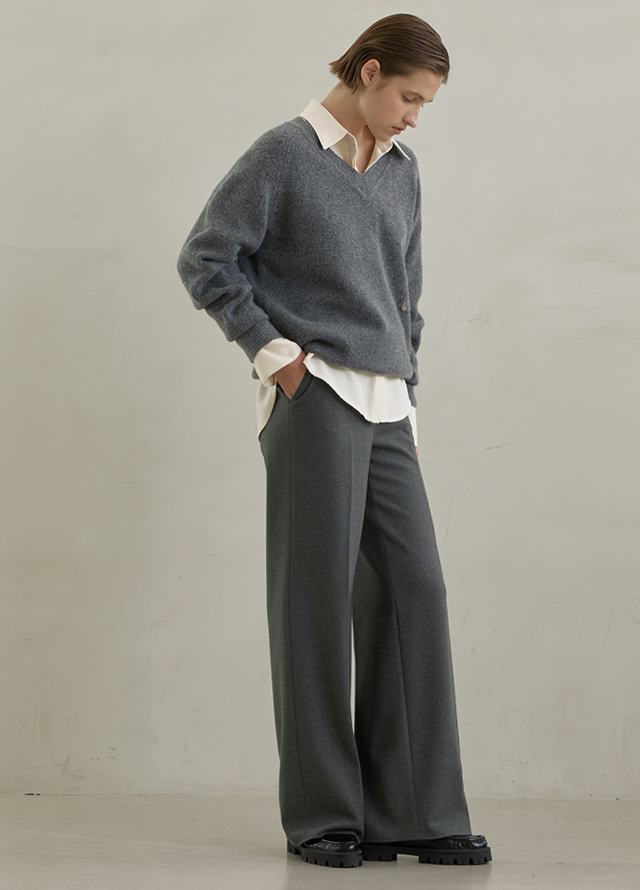(T-6726) Jane Cable Open Collar Knit Korea