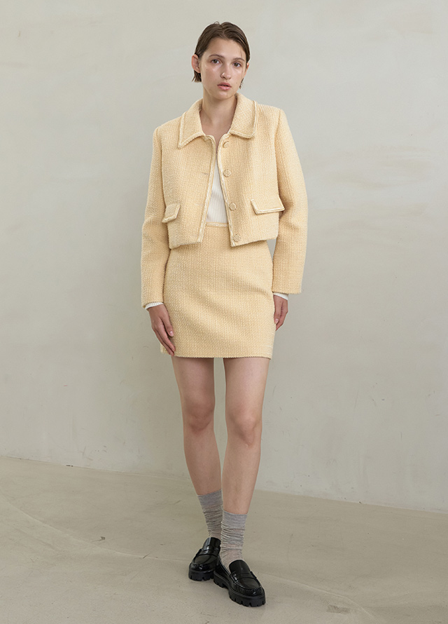 (JK-2903)Wool Melissa Tweed Set-up Jacket Korea