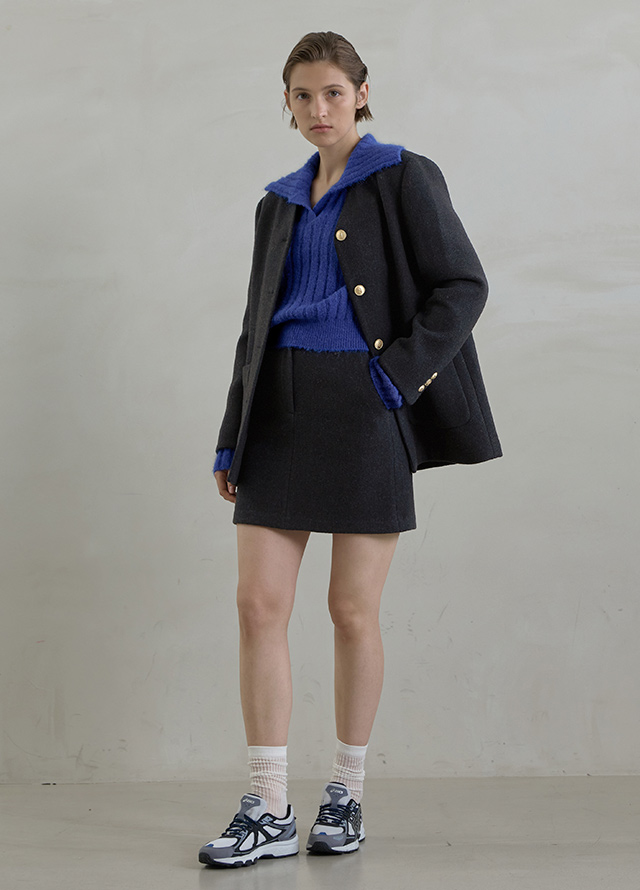 (JK-2877) Wool Momon Set-up Overfit Jacket Korea