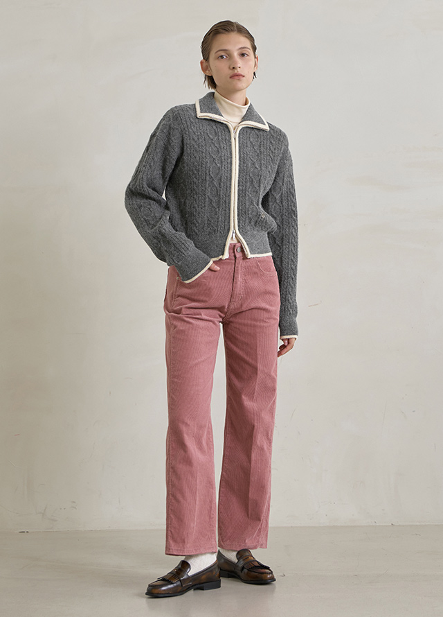 (JP-523) Classic corduroy color block quilted jumper Korea
