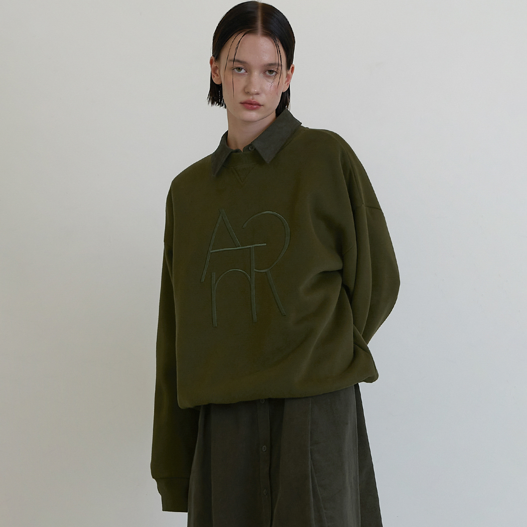 (T-6718) Embroidered Overfit Fleece Man-to-Man Korea