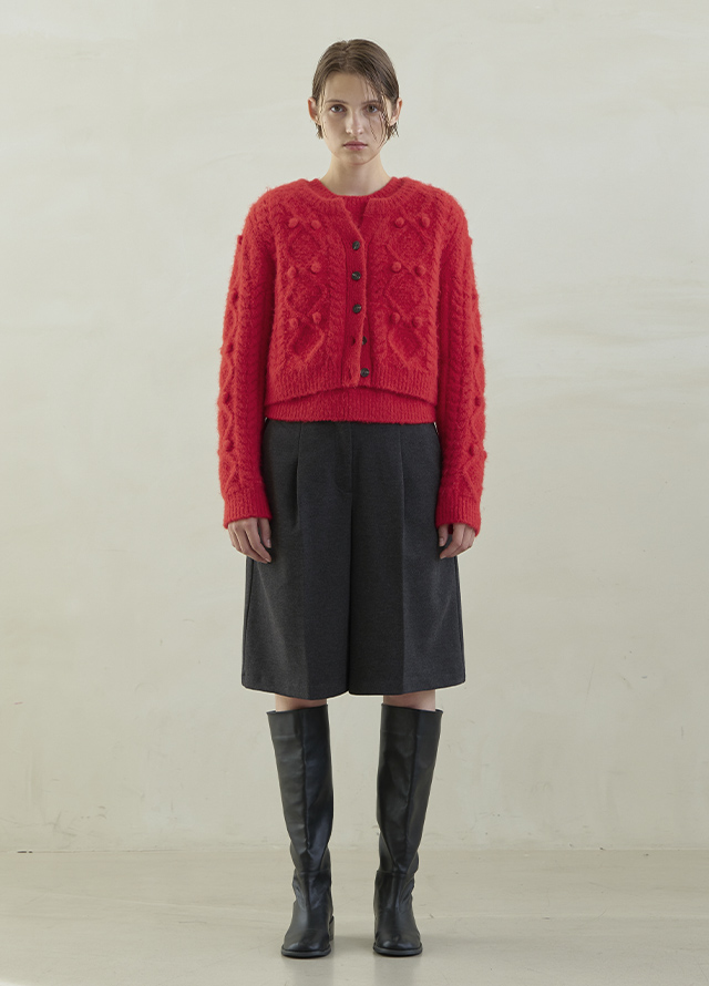 (CD-2086) Wool Hairy Fisherman Knit Cardigan Korea