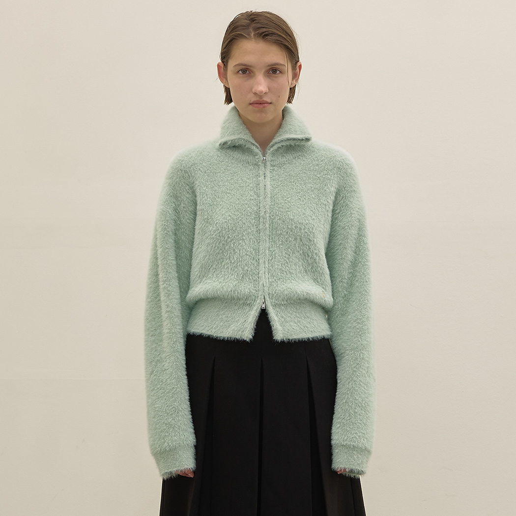 (CD-2079) Soft Angora Zip-up Cardigan