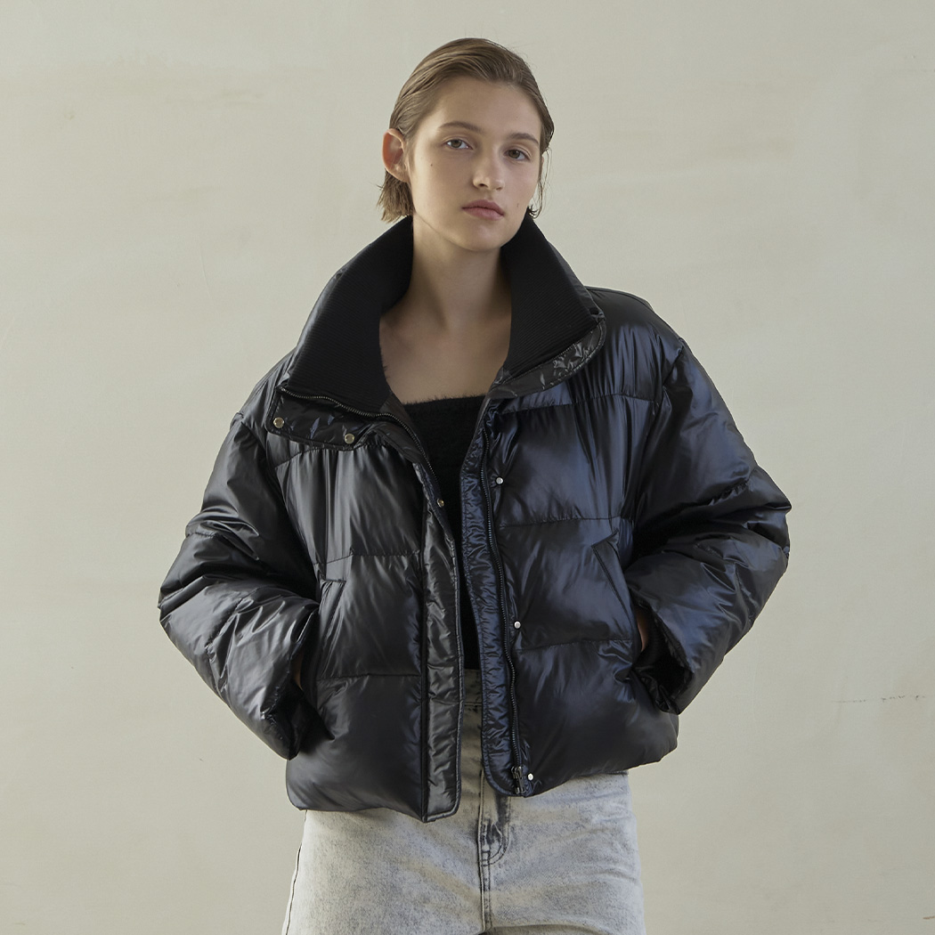 (JP-528) Blind Glitter High Neck Padding Jumper