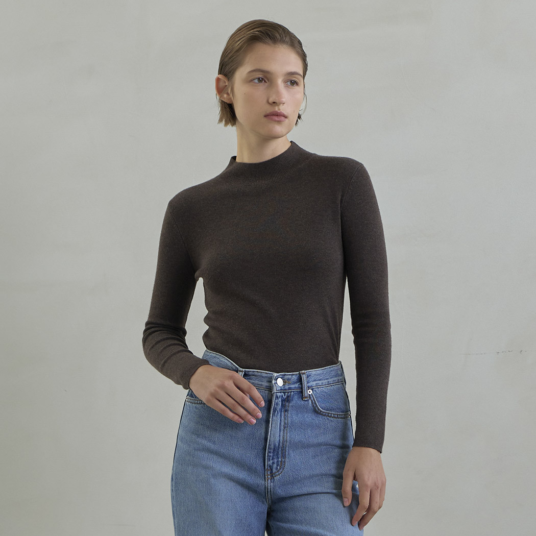 (ZT-6753)SIGNTAURE WOOL SLIM HALF NECK KNIT