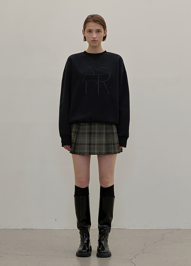 (T-6718) Embroidered Overfit Fleece Man-to-Man Korea