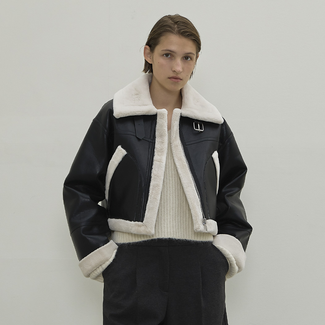 (JK-2878) Faux Leather Big Pocket Mustang Jacket