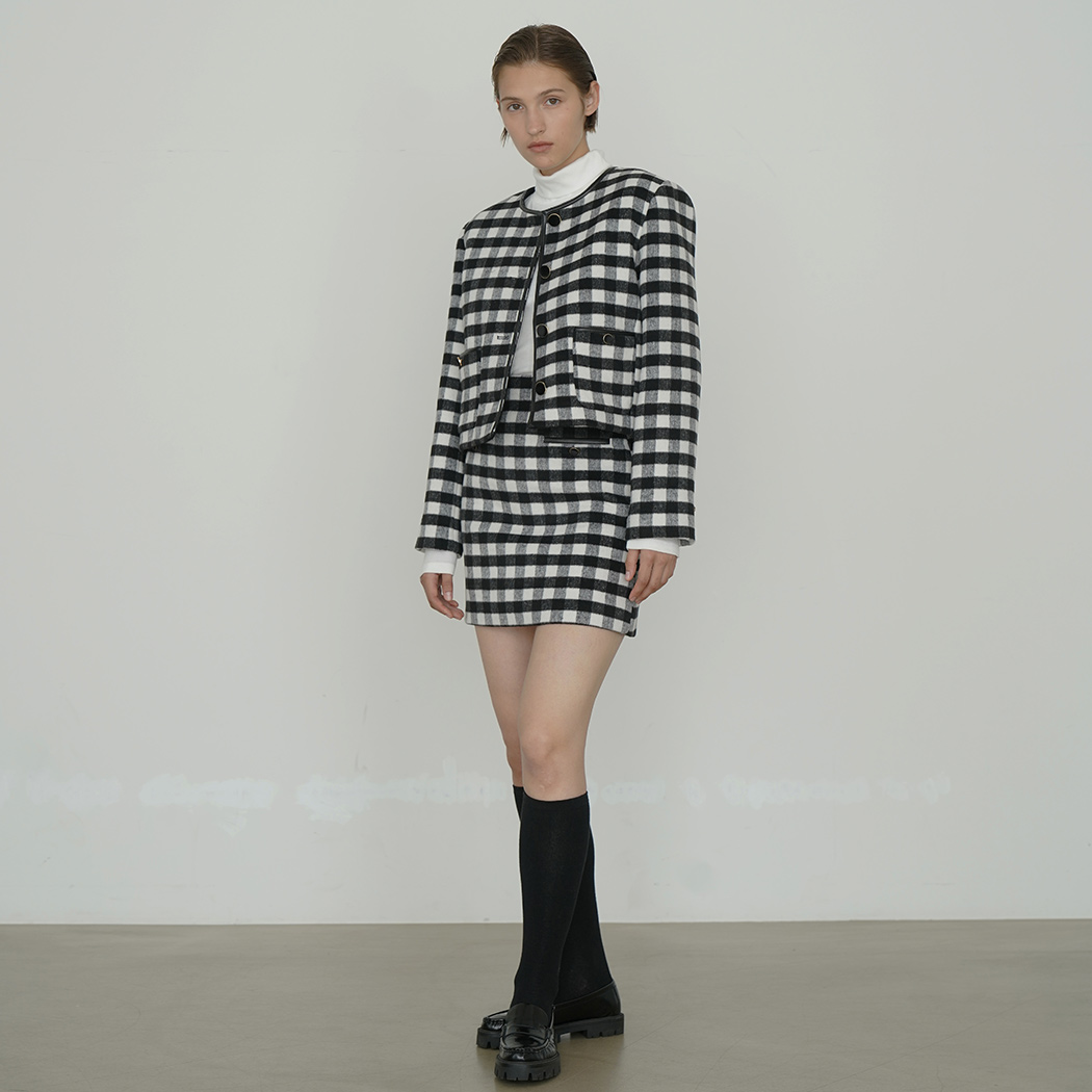 (SK-4867) Jubilee Check Wool Set-up Skirt
