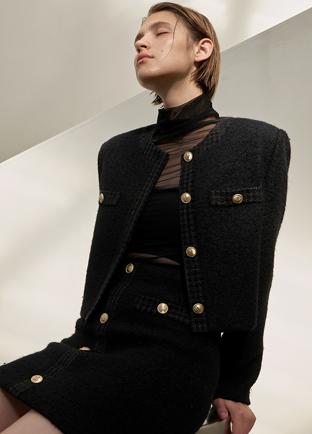 (SK-4868) Wool Plain Set-up Mini Skirt Korea