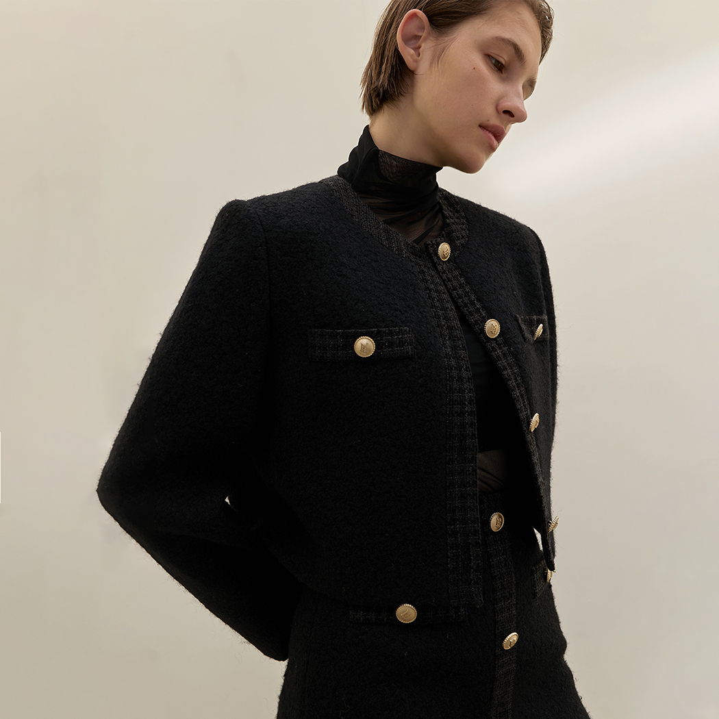 (JK-2899) Wool Plain Set-up Jacket