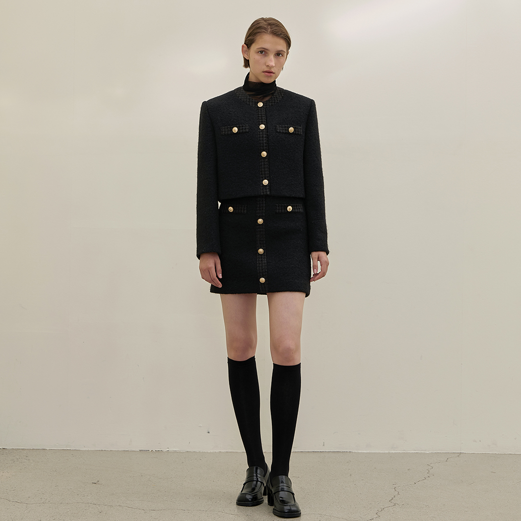 (SK-4868) Wool Plain Set-up Mini Skirt