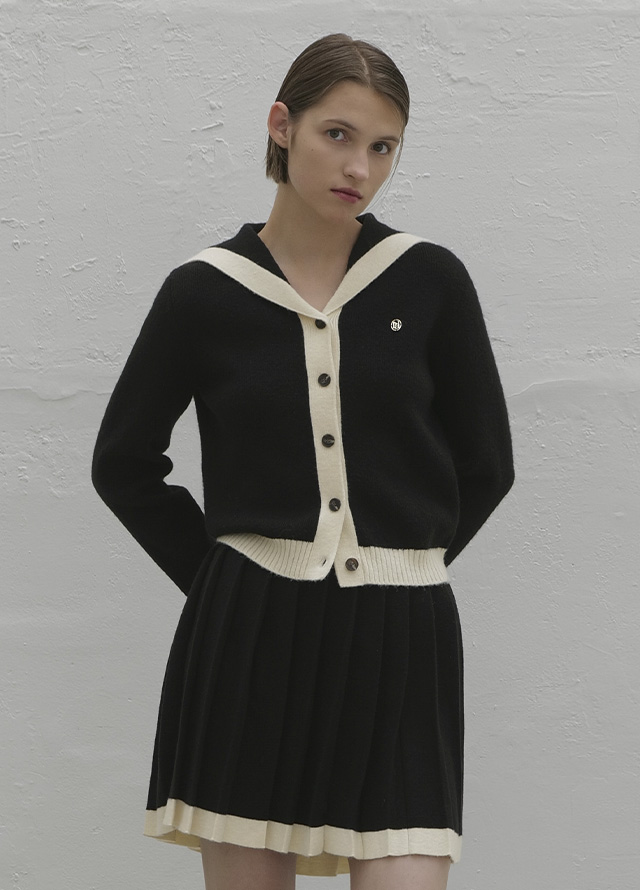 (SK-4865) Siena Set-up Color Block Knit Skirt Korea