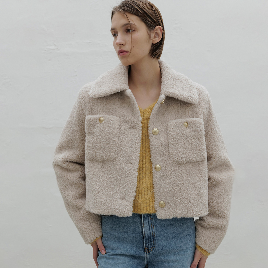 (JK-2892)JEANNE FLOOPY SINGLE COLAR JACKET