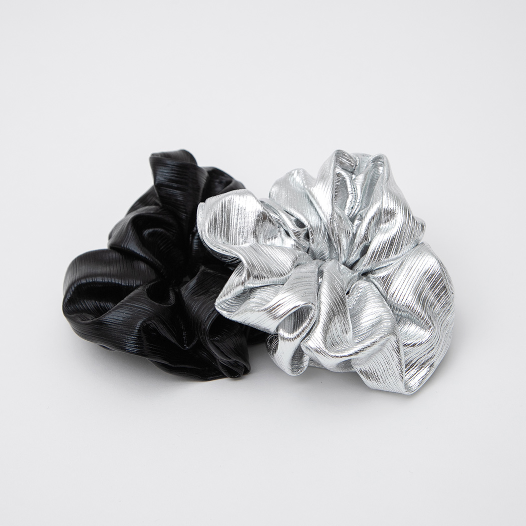 (HC-0032)METALLIC FABRIC SCRUNCHIE