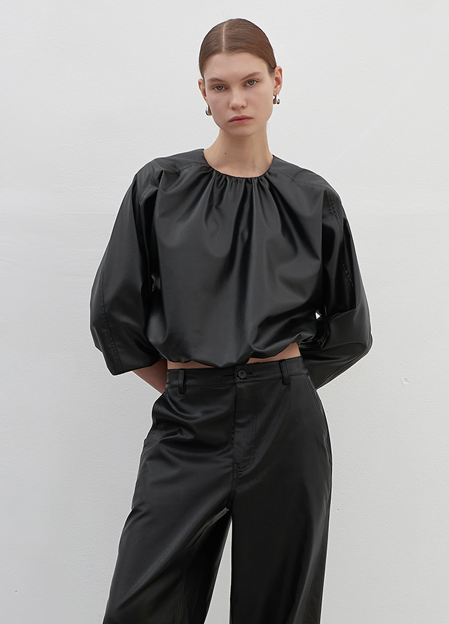 (PT-5495)WIDE LEATHER PANTS Korea