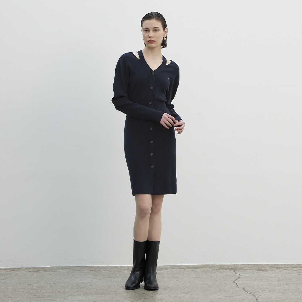 (OP-6199)ANGE WOOL CUT-OUT KNIT DRESS